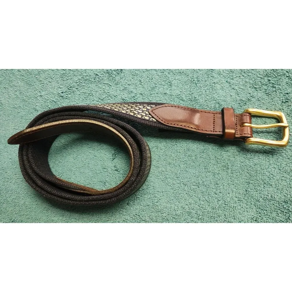 Vineyard Vines Men's Micro Whale Classic Canvas Club Belt, Brass Buckle Navy, 44